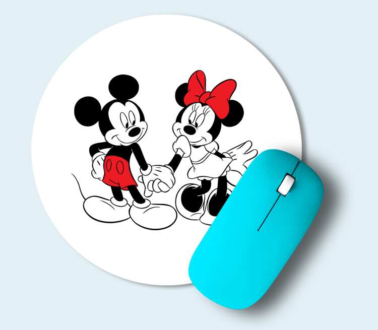 Влюбленные Микки и Минни маус коврик для мыши круглый (цвет: белый)