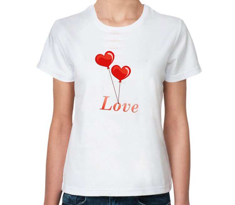Любовь на шариках женская футболка с коротким рукавом (цвет: белый)