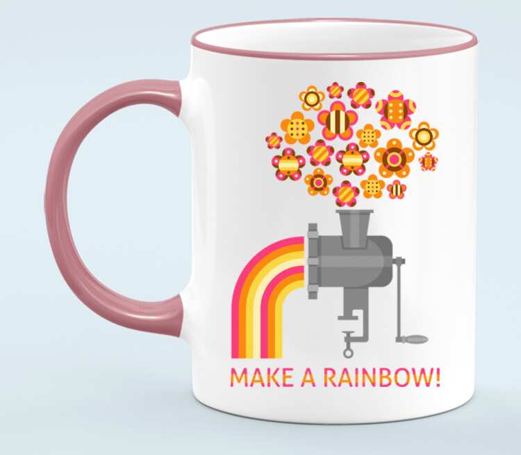 Make a rainbow кружка с кантом (цвет: белый + розовый) .