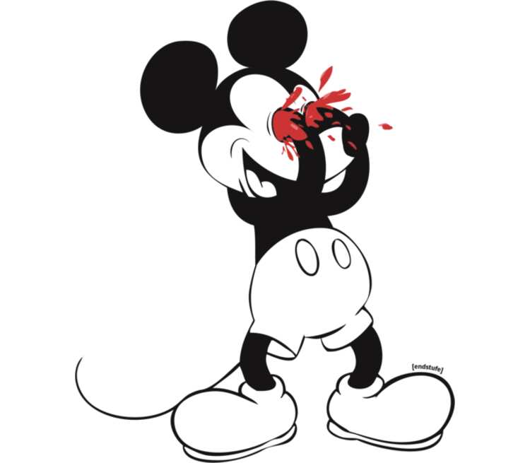 Mickey Mouse Bloody Eyes On White коврик для мыши круглый (цвет: белый) .