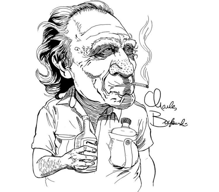 Чарльз Буковски (Charles Bukowski) подушка с пайетками (цвет: белый + сирен...