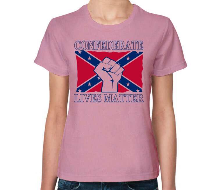 Флаг Конфедерации США женская футболка с коротким рукавом (цвет: розовый ме...