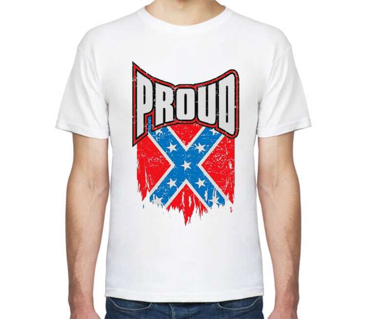 Флаг Конфедерации США мужская футболка с коротким рукавом (цвет: белый) .