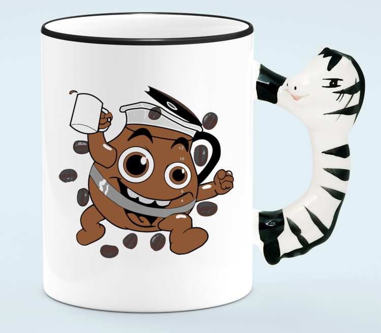 КОФЕ (Coffee) кружка с ручкой в виде зебры (цвет: белый + черный) .