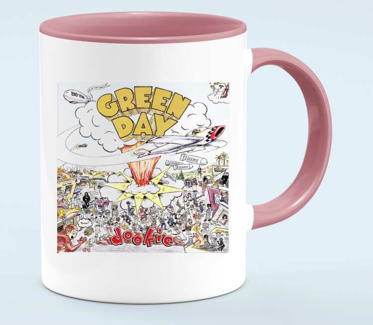Green Day Dookie кружка двухцветная (цвет: белый + розовый) .