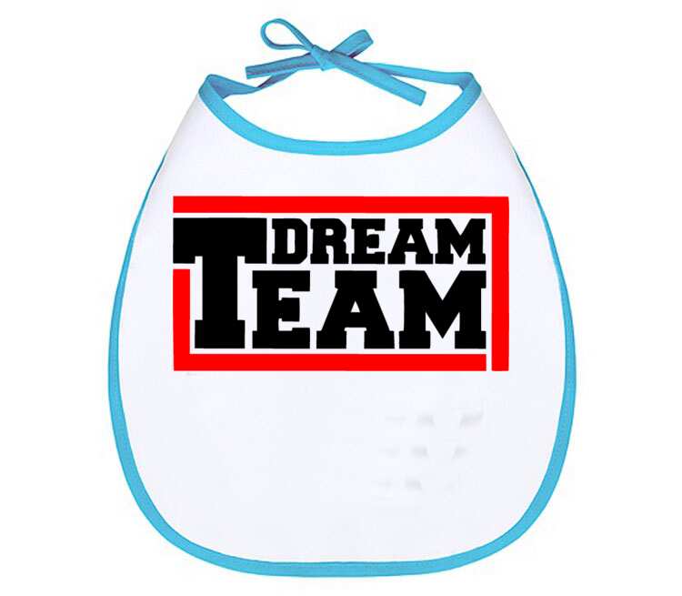 Dream team - команда мечты слюнявчик (цвет: белый + синий) .