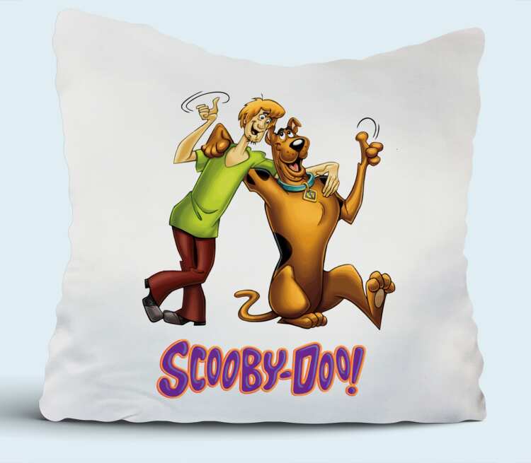 Скуби Ду и Шегги Роджерс (Scooby-Doo) подушка (цвет: белый) .